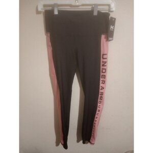 New Under Armour Women’s Black Pink HeatGear Ankle Compression Leggings Small S